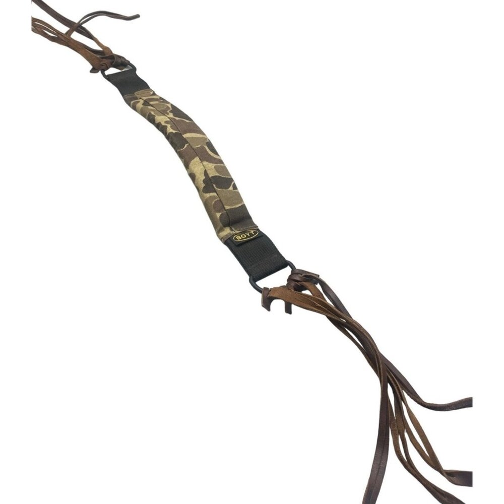boyt sling camo material leather fringe padded brown 22"+24" leather fringe READ